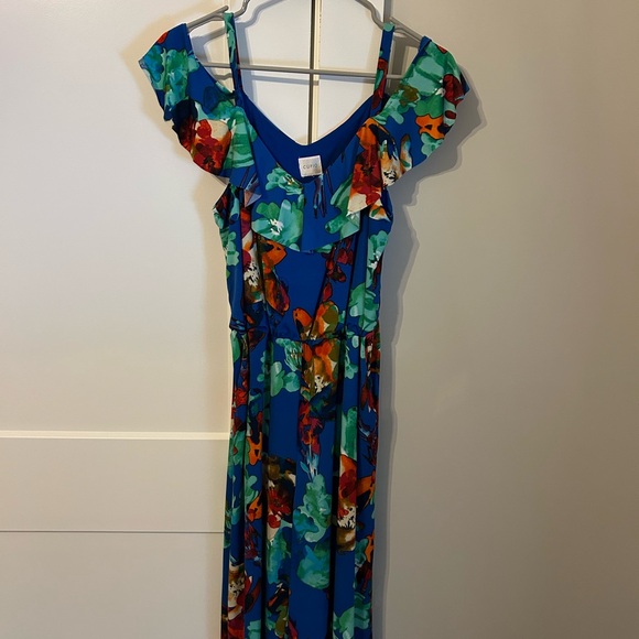 Cupio Vibrant Floral Cold-Shoulder Romper - Picture 3 of 5
